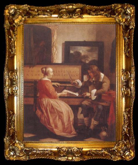 framed  Gabriel Metsu A Man and a Woman Seated by a Virginal, ta009-2